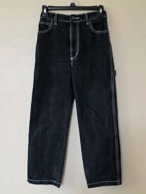 Lykke Wullf Womens Black Painter Denim Jeans Trendy Utility Carpenter - Size 0